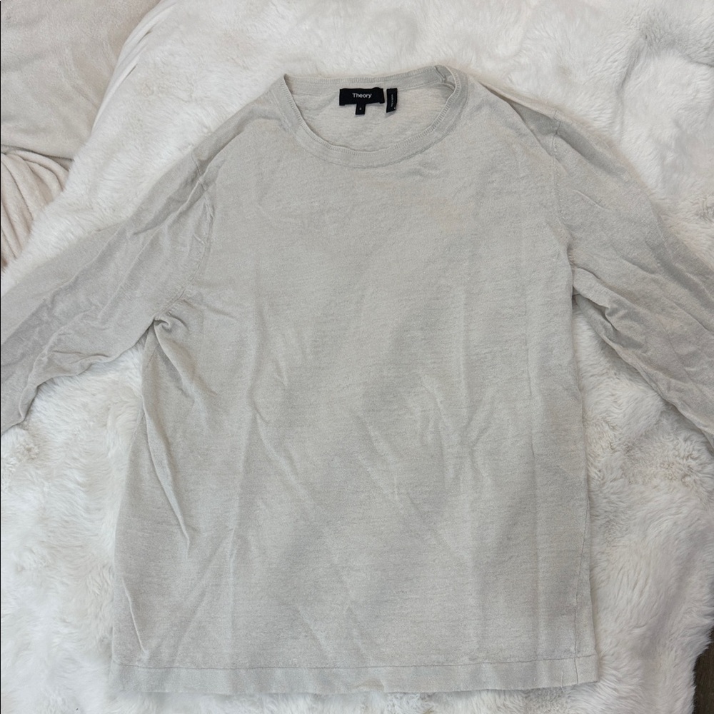 Theory Light Gray Crewneck Sweater